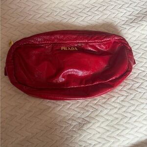 Prada Vibrant Red Leather Clutch